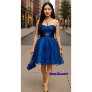 Deb Dress Vintage y2k Blue Leopard Print Tulle Sequin Gem Trashy Club Mini Tutu